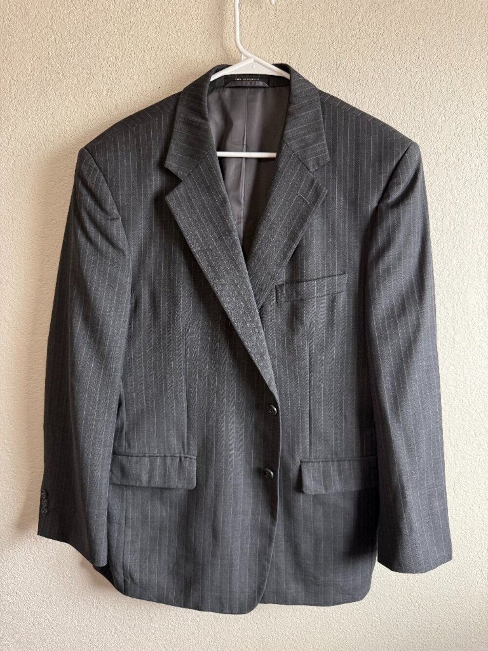 Men's Size 44R Finchley Fifth Avenue Gray Pinstripe Wool Suit Blazer Jacket